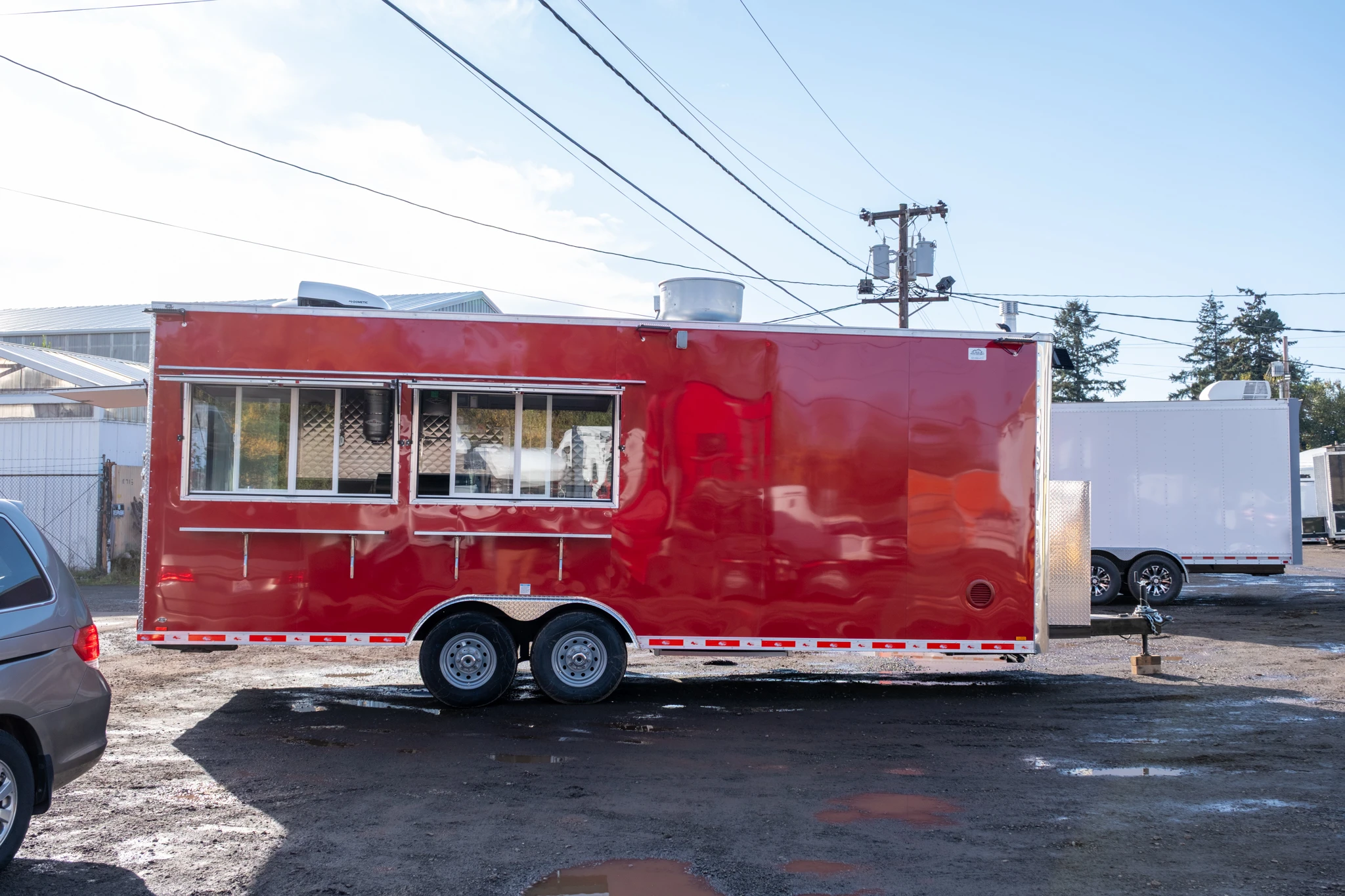 Custom mobile food trailer with commercial kitchen built for California food businesses
